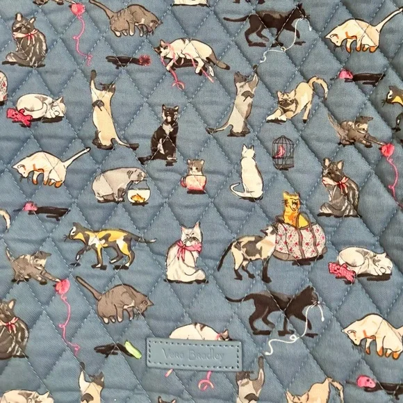 Vera Bradley Cat Print Cat’s Meow Blue Backpack - Picture 5 of 7